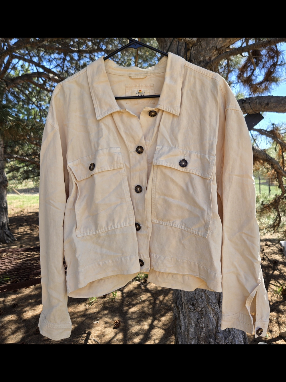 Marine Layer Cream Utility Jacket with Front Pockets